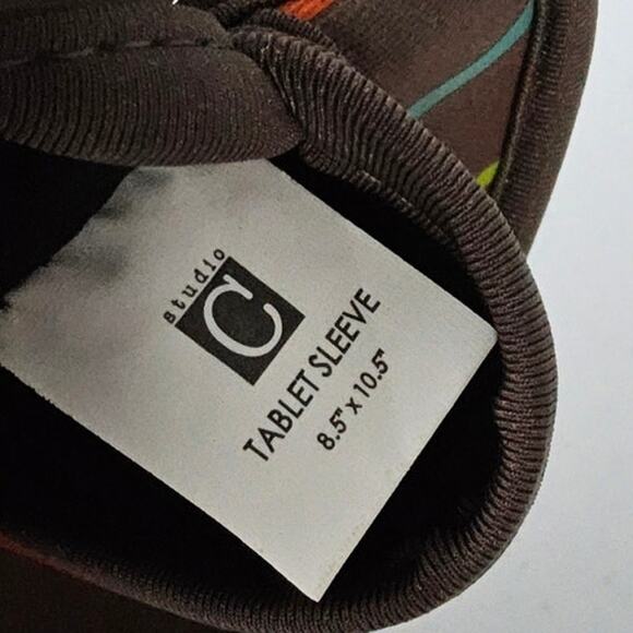 Studio C Tablet Sleeve 8.5x10.5 Brown stripped Neoprene - Picture 3 of 8